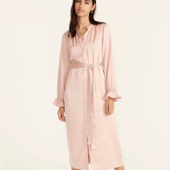 Drapey shirtdress in satin-back crepe ✨ - Picture 1 of 12